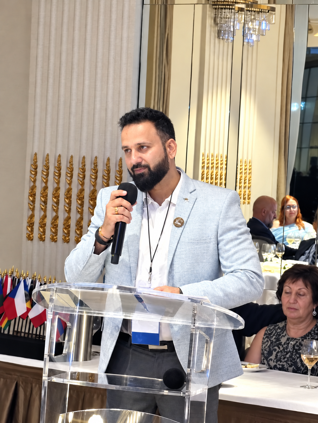 Hardesh Bhardwaj addressing delegates at the W.A.D. 101st Annual Conference in Cannes